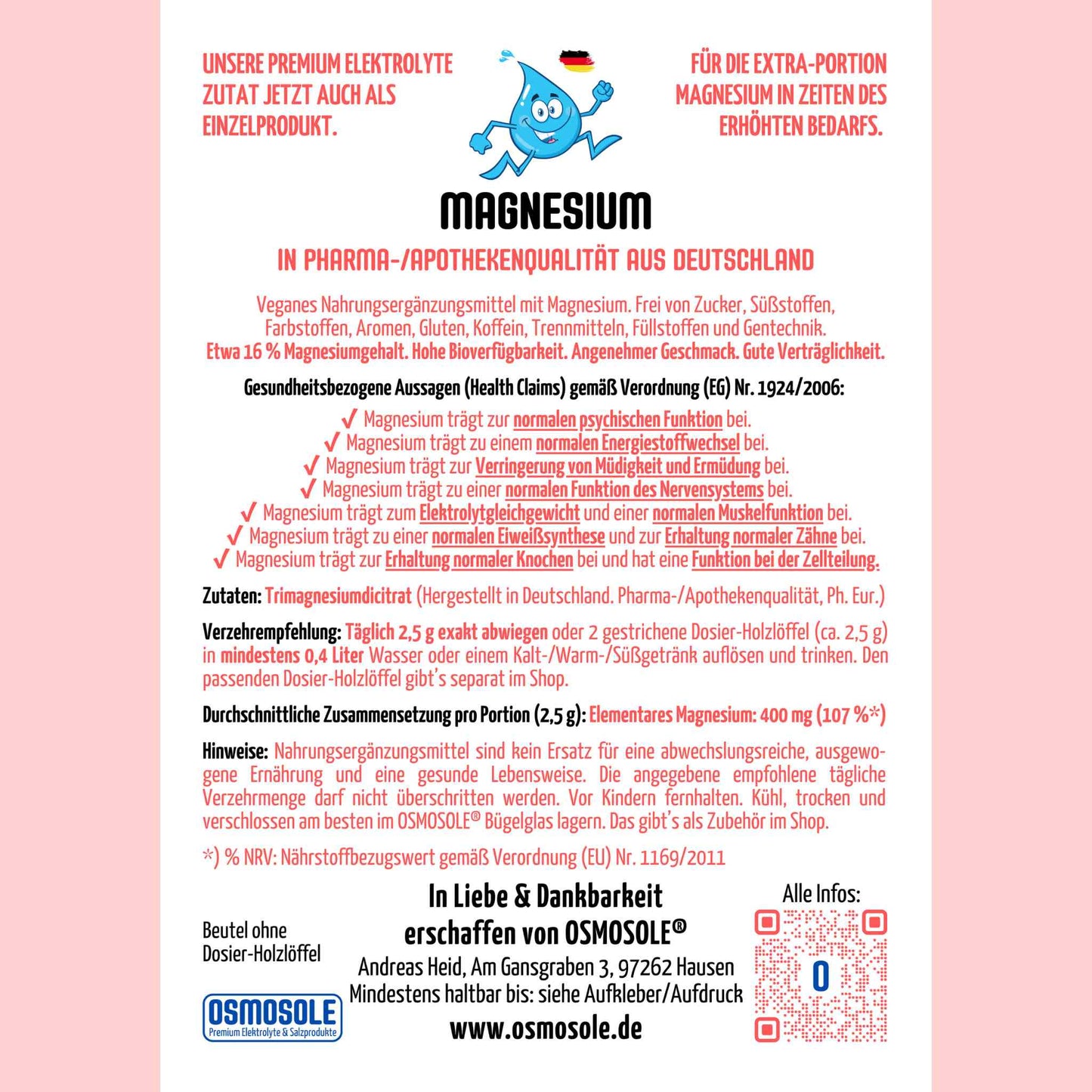 OSMOSOLE MAGNESIUM - Trimagnesiumdicitrat in Pharmaqualität aus Deutschland