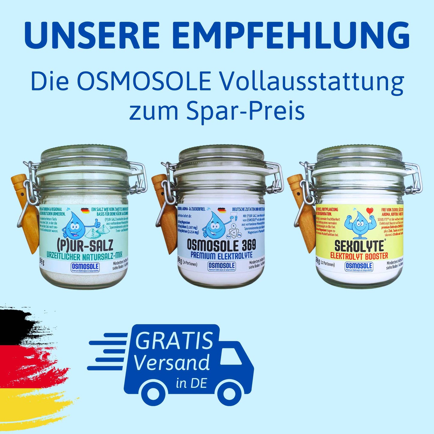 Startergläser Spar Set mit allen 3 Gläsern und gratis Versand innerhalb Deutschland