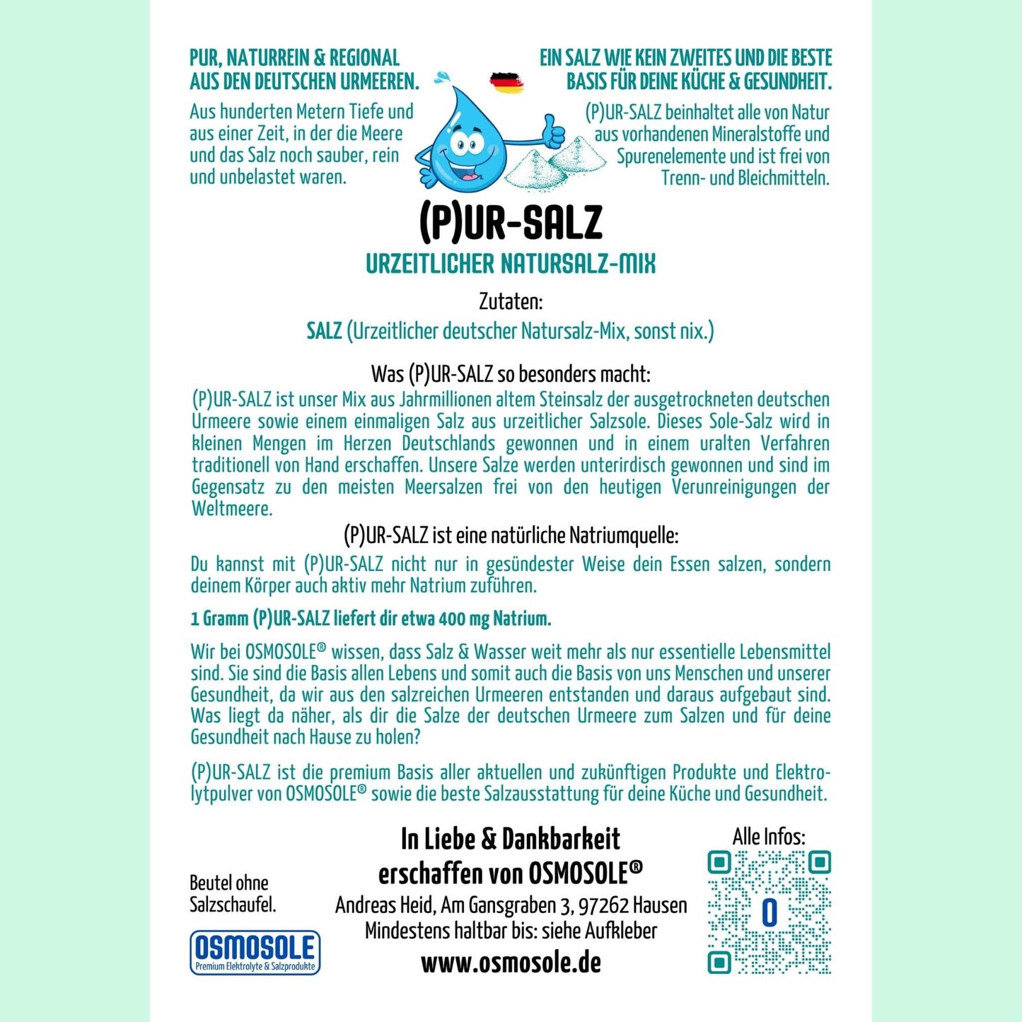 (P)UR - SALZ Natursalz - Mix im Nachfüllbeutel - OSMOSOLE® - Premium Elektrolyte & Salzprodukte