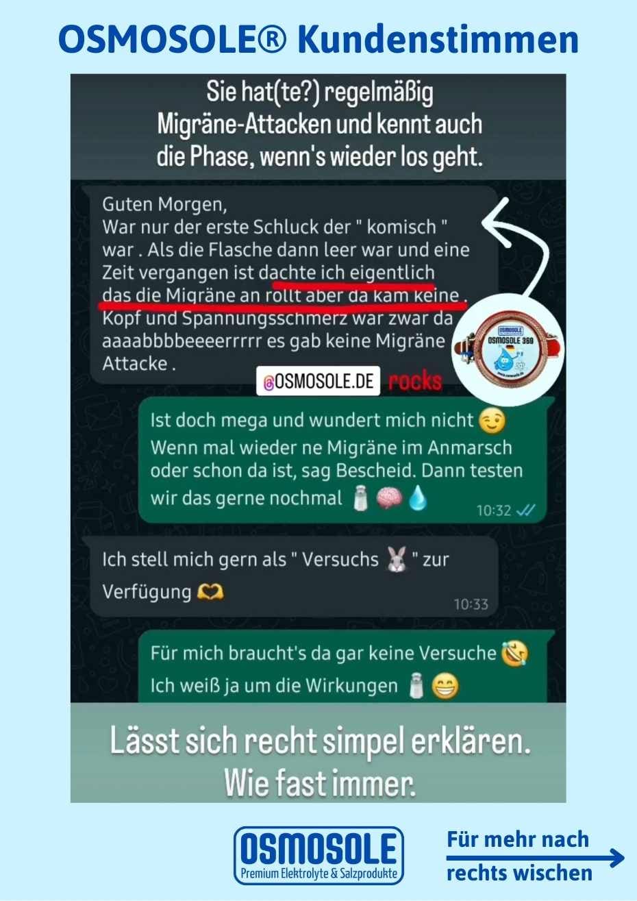 Bewertung: Als die Flasche leer war und eine Zeit vergangen ist dachte ich eigentlich, dass die Migräne anrollt, aber da kam keine. Kopf und Spannungsschmerz war zwar da, aber es gibt keine Migräne Attacke.