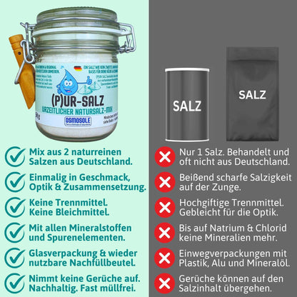 (P)UR - SALZ Natursalz - Mix im Nachfüllbeutel - OSMOSOLE® - Premium Elektrolyte & Salzprodukte